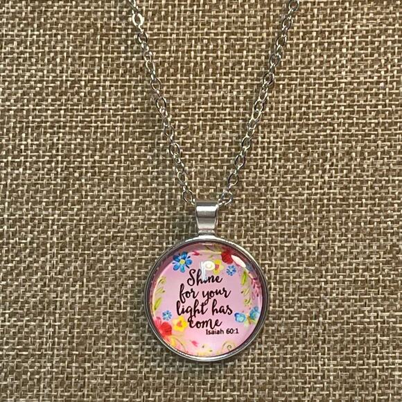 Scripture Necklace Pendant Faith Necklace Isaiah 60:1 New - Picture 1 of 7